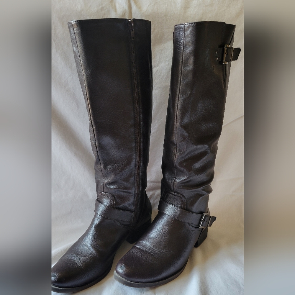 Croft & Barrow Brown Heeled Boots  With Buckles